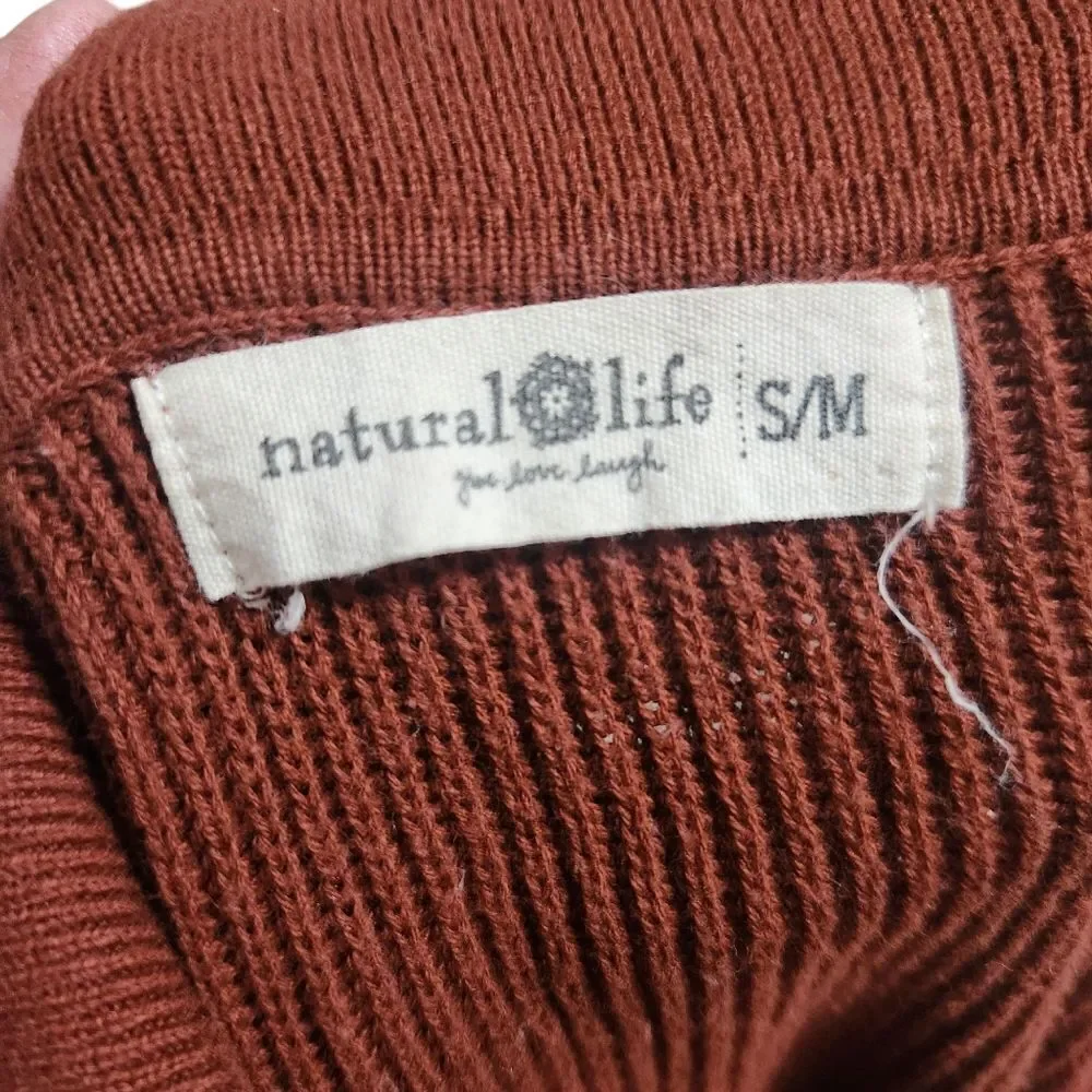 Natural Life Sweater Dress Small Medium Rust Orange Brown Ribbed Midi - Picture 13 of 13